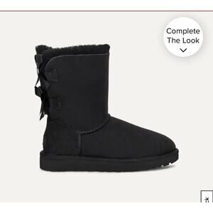 UGG Women's Bailey Bow II Boots Black Suede Size 11 EUC